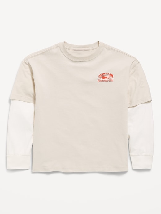 Image number 1 showing, Oversized Long-Sleeve 2-In-1 Graphic T-Shirt for Boys