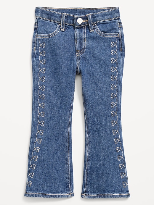 L'image numéro 3 présente Jean brodé à jambe évasée à taille haute pour toute-petite