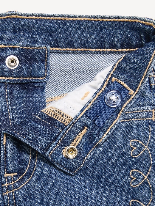 L'image numéro 5 présente Jean brodé à jambe évasée à taille haute pour toute-petite