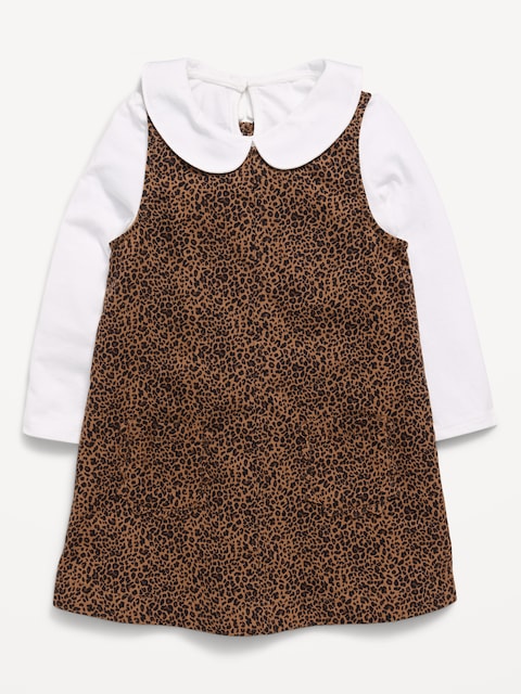 Collared Top and Dress Set for Toddler Girls