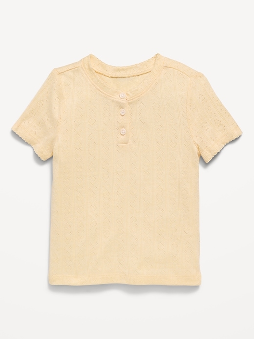 Image number 1 showing, Cozy Short-Sleeve Pointelle-Knit Top for Toddler Girls