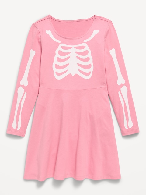 Long-Sleeve Graphic Fit and Flare Dress for Girls