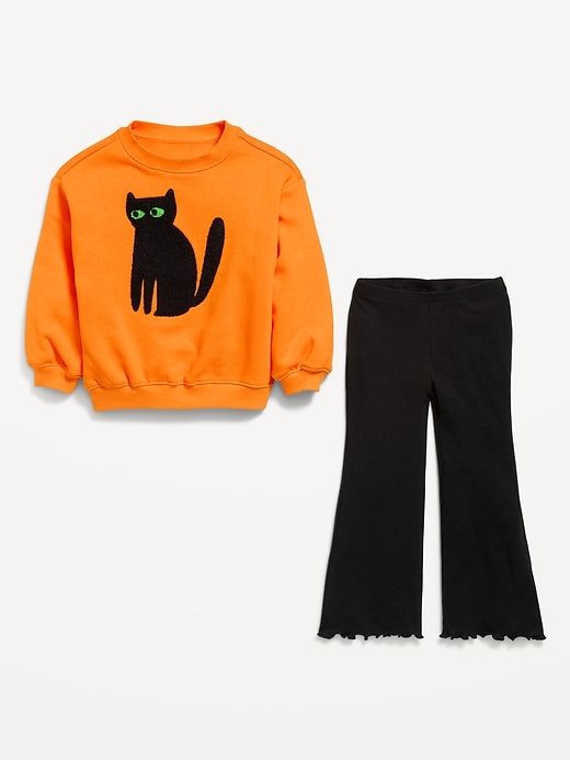 Image number 2 showing, Graphic Sweatshirt and Flared Legging Set for Toddler Girls