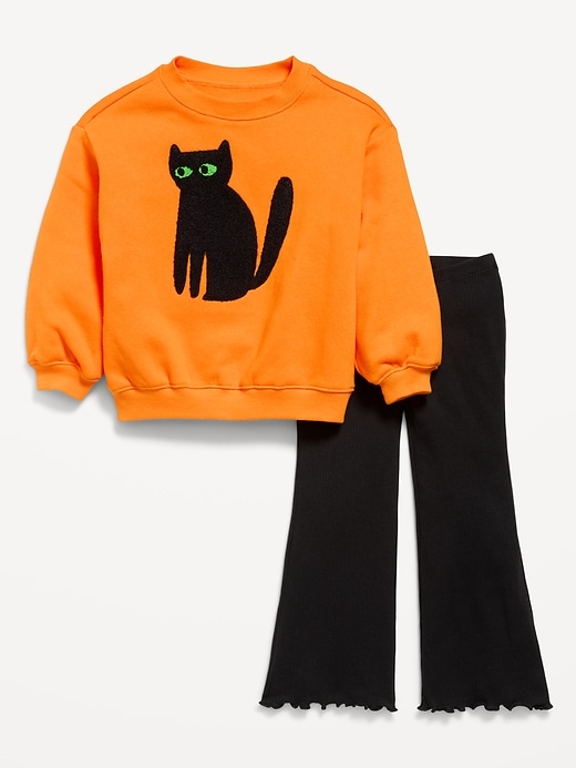 Image number 1 showing, Graphic Sweatshirt and Flared Legging Set for Toddler Girls