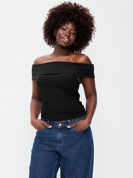 Image number 5 showing, Off-The-Shoulder Fitted Top
