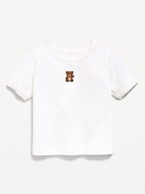 T-SHIRT À IMPRIMÉ À MANCHES COURTES À BORDS CONTRASTANTS POUR TOUTE-PETITE