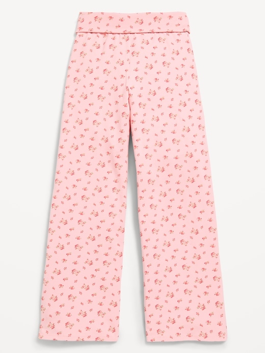 L'image numéro 3 présente Pantalon à jambe large en tricot de jersey à rabat pour fille