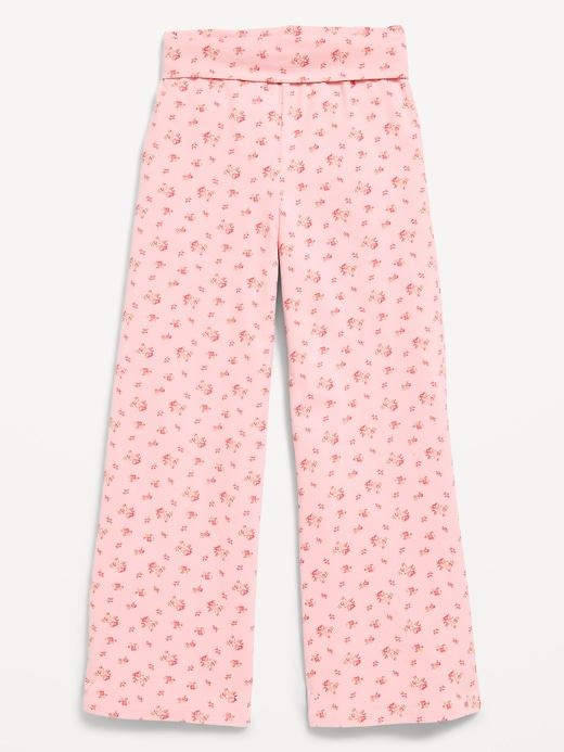 L'image numéro 2 présente Pantalon à jambe large en tricot de jersey à rabat pour fille