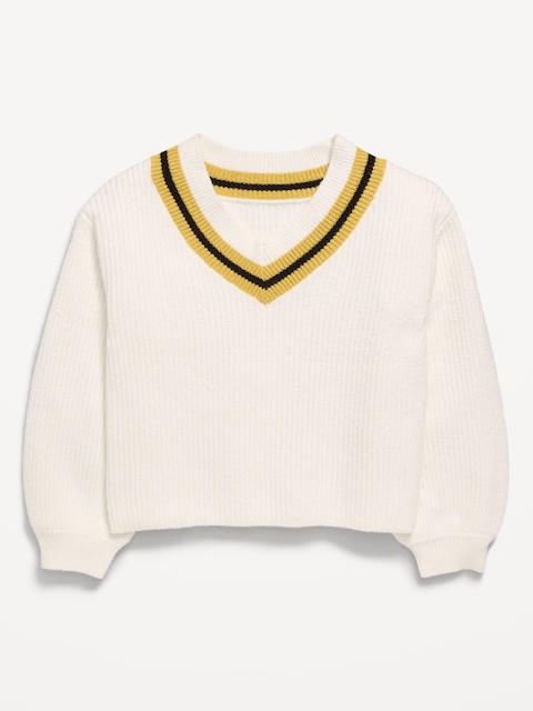 Cropped V-Neck Sweater for Girls