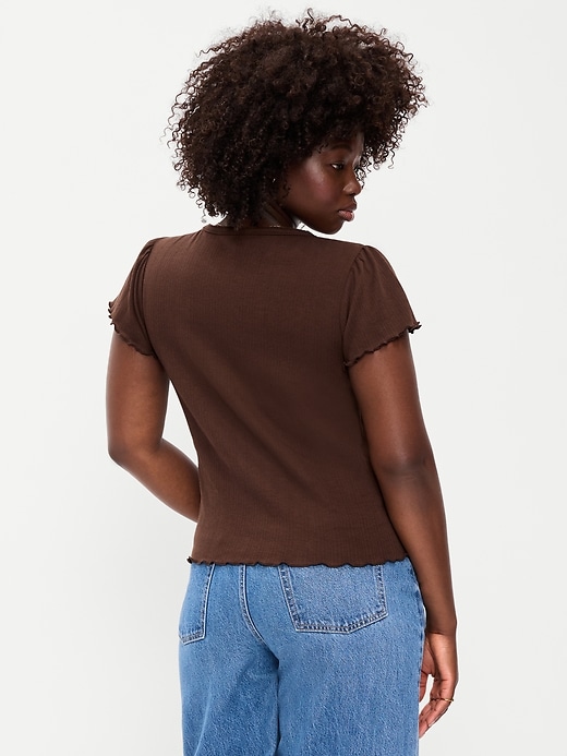 Image number 6 showing, Lettuce-Edge Pointelle Top