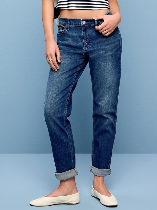 Image number 2 showing, Mid-Rise Wow Boyfriend Straight Jeans