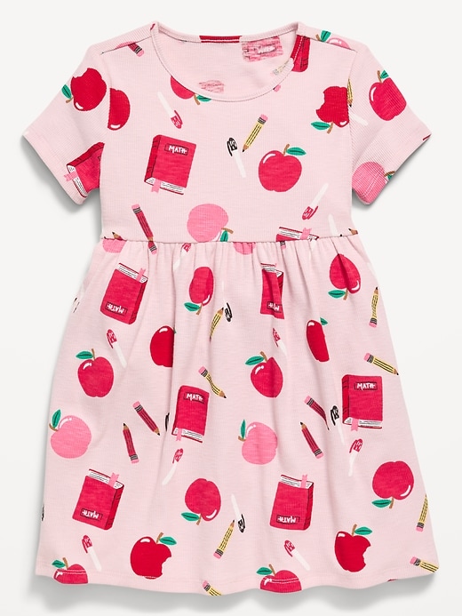 L'image numéro 1 présente Robe côtelée à motif à manches courtes pour toute-petite