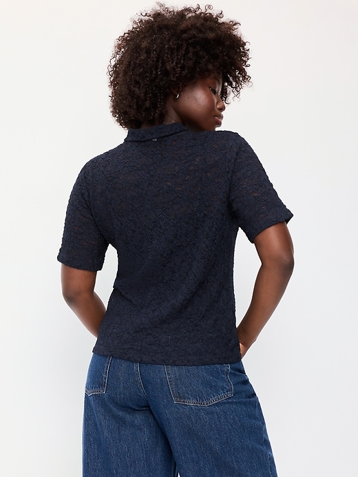 Image number 7 showing, Lace Keyhole Polo Top