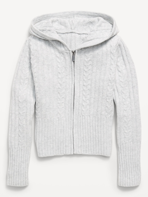 Image number 1 showing, Fitted Cable-Knit Full-Zip Hoodie for Girls