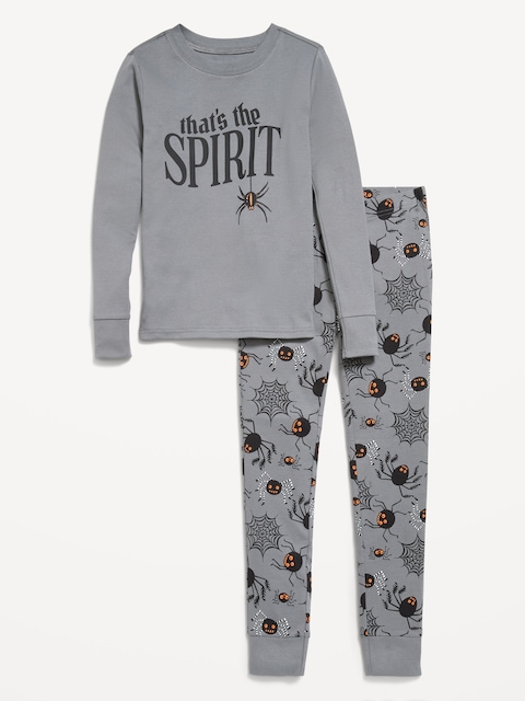 Gender-Neutral Snug-Fit Graphic Pajama Set for Kids