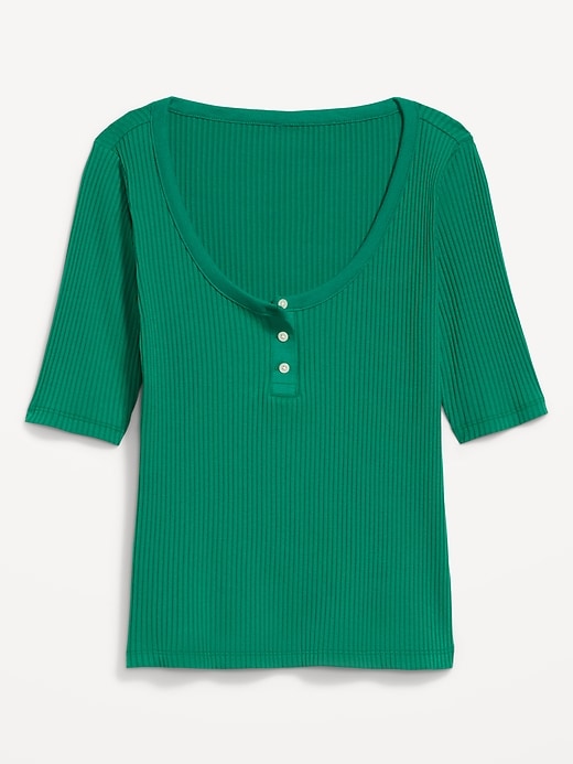 Image number 5 showing, Scoop-Neck Fitted Henley Top