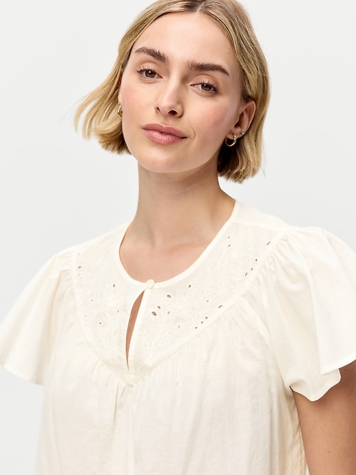 Image number 4 showing, Short-Sleeve Embroidered Trousseau Top