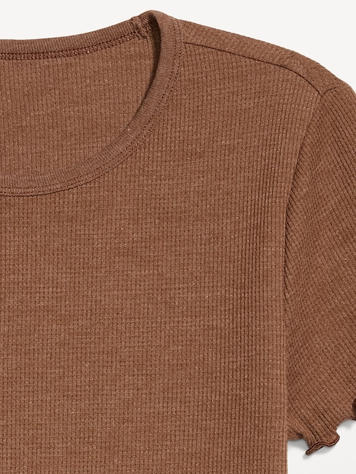 L'image numéro 4 présente T-shirt ajusté court en tricot gaufré