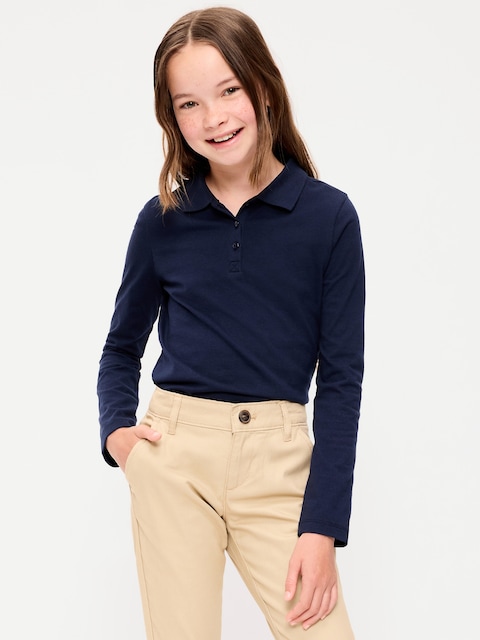 School Uniform Jersey-Knit Polo Shirt for Girls