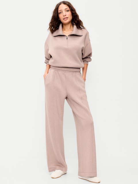 High-Waisted Bounce Fleece Wide-Leg Sweatpants
