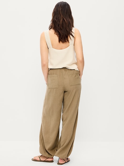 Image number 7 showing, Mid-Rise Linen-Blend Cinched-Ankle Pants