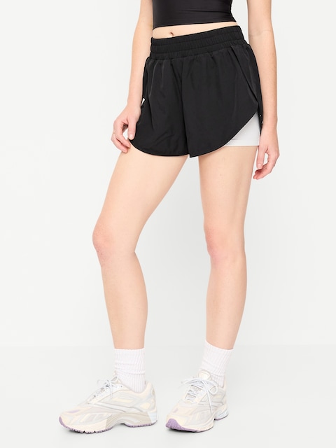 High-Waisted StretchTech 2-In-1 Run Shorts