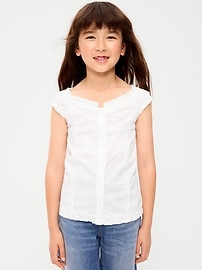 Image number 1 showing, Short-Sleeve Sweetheart-Neck Button-Front Top for Girls