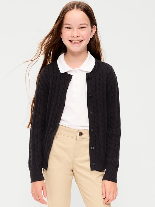 Image number 1 showing, Cable-Knit Cardigan Sweater for Girls
