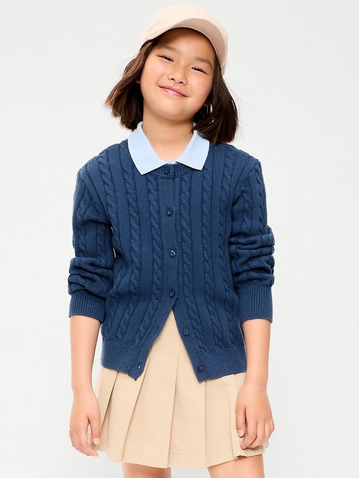 Image number 1 showing, Cable-Knit Cardigan Sweater for Girls