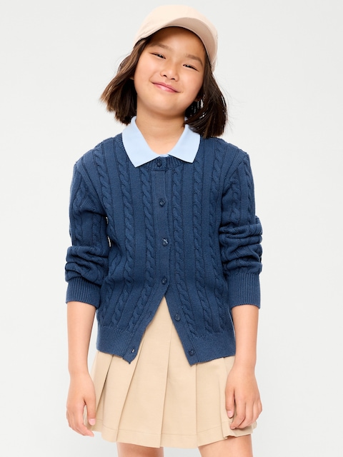 Cable-Knit Cardigan Sweater for Girls