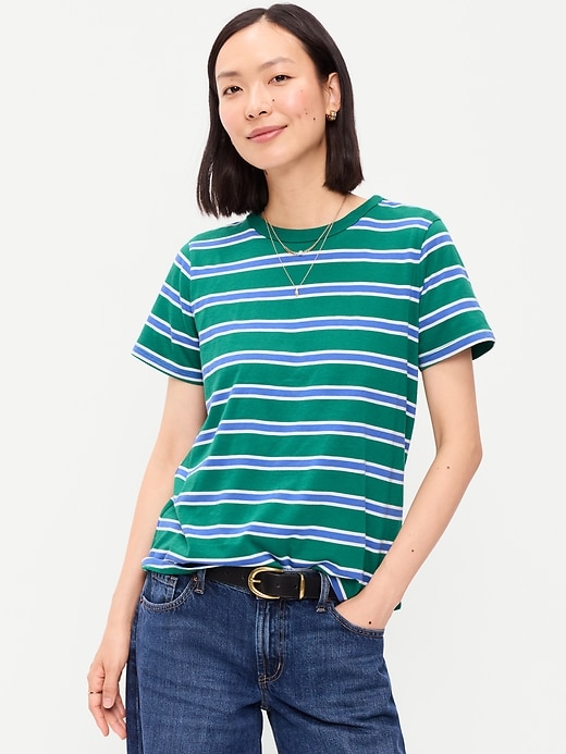 L'image numéro 1 présente T-shirt ras du cou passe-partout à rayures