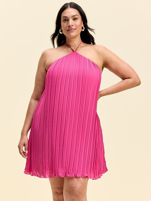 Image number 9 showing, The Occasion by Old Navy Pleated Halter Swing Mini Dress
