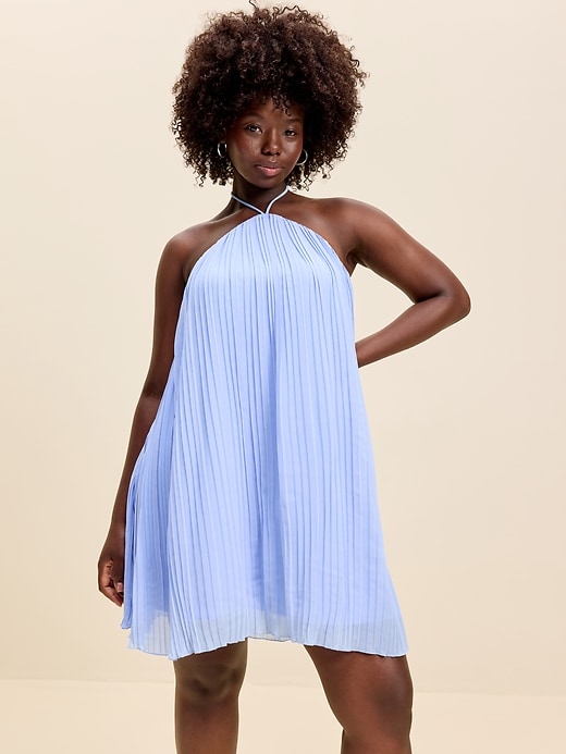 Image number 7 showing, The Occasion by Old Navy Pleated Halter Swing Mini Dress