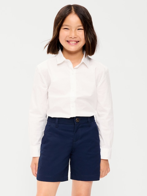 School Uniform Long-Sleeve Poplin Shirt for Girls