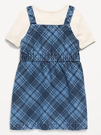 Image number 3 showing, Sleeveless Plaid Denim Dress and T-Shirt Set for Toddler Girls