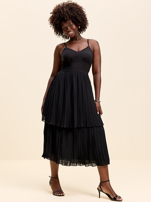 Image number 7 showing, The Occasion by Old Navy Pleated Fit & Flare Midi Dress