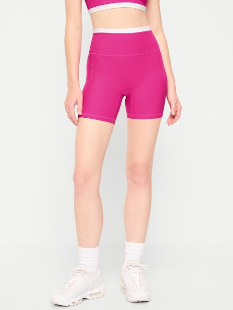 Extra-High Waisted PowerSoft Boundless Pocket Biker Shorts-- 6-inch inseam - No Front Seam