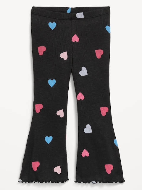 Printed Ribbed Flare-Leg Leggings for Toddler Girls