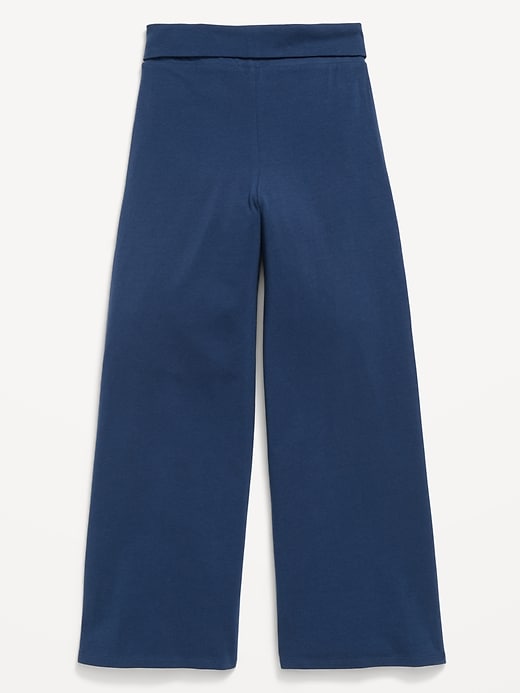 L'image numéro 3 présente Pantalon à jambe large en tricot de jersey à rabat pour fille