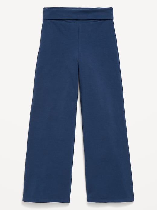 L'image numéro 1 présente Pantalon à jambe large en tricot de jersey à rabat pour fille