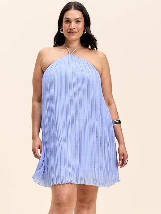 Image number 9 showing, The Occasion by Old Navy Pleated Halter Swing Mini Dress