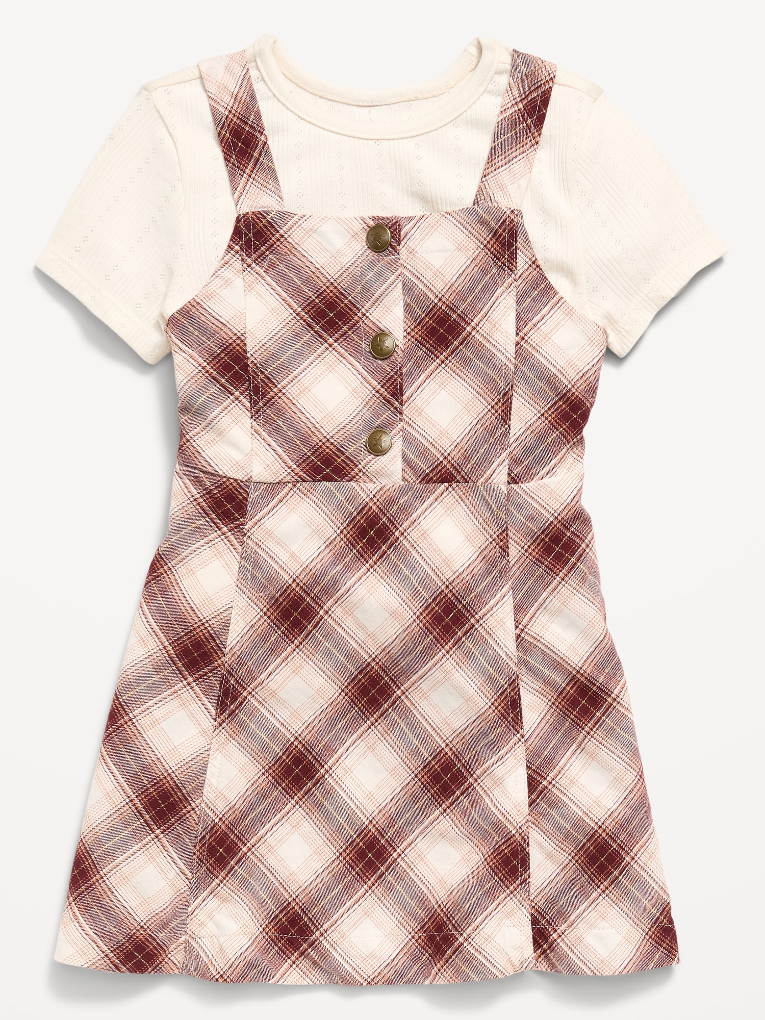 L'image numéro 1 présente Ensemble robe en sergé sans manches et t-shirt pour toute-petite