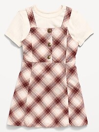 Image number 1 showing, Sleeveless Twill Dress and T-Shirt Set for Toddler Girls