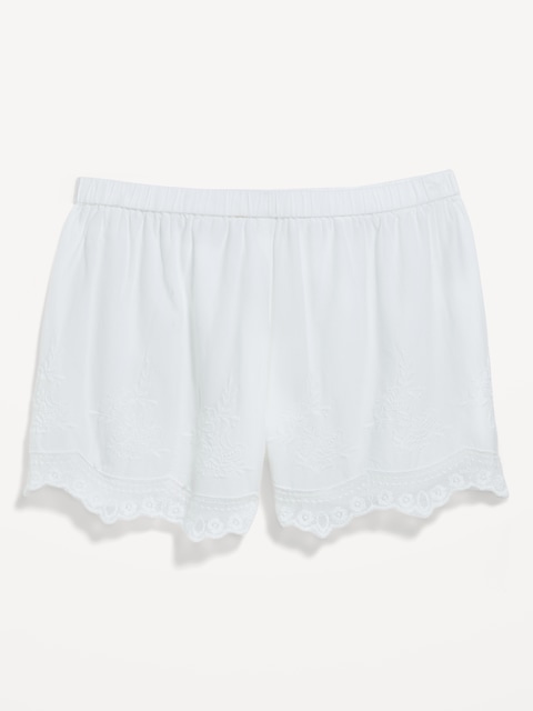 High-Waisted Lace-Trim Shorts