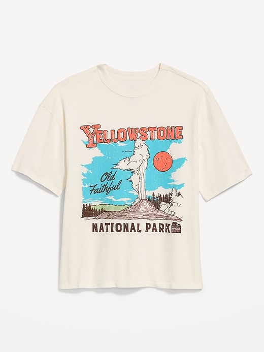 Image number 1 showing, Yellowstone National Park™ Crew-Neck Oversized Crop T-Shirt