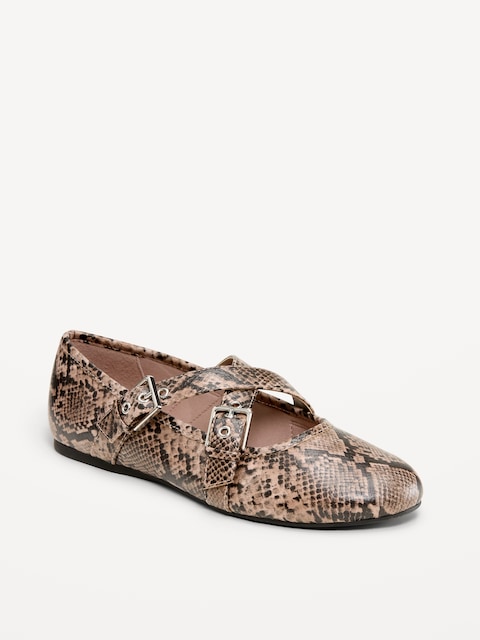 Buckle-Strap Mary Jane Ballet Flats for Women