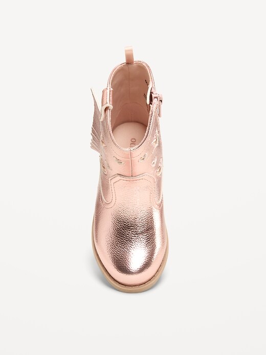Image number 2 showing, Shiny Side-Zip Western Boots for Toddler Girls