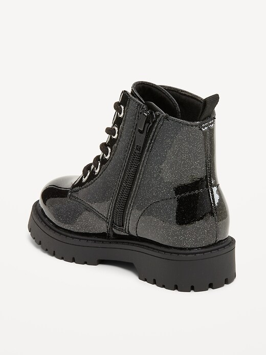 Image number 3 showing, Glitter Side-Zip Combat Boots for Toddler Girls