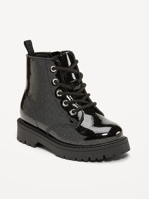 Image number 1 showing, Glitter Side-Zip Combat Boots for Toddler Girls