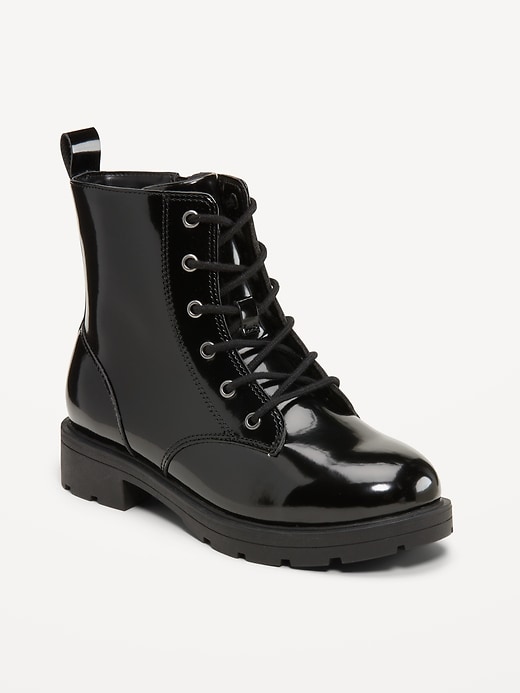 Image number 1 showing, Faux-Leather Lace-Up Combat Boots for Girls